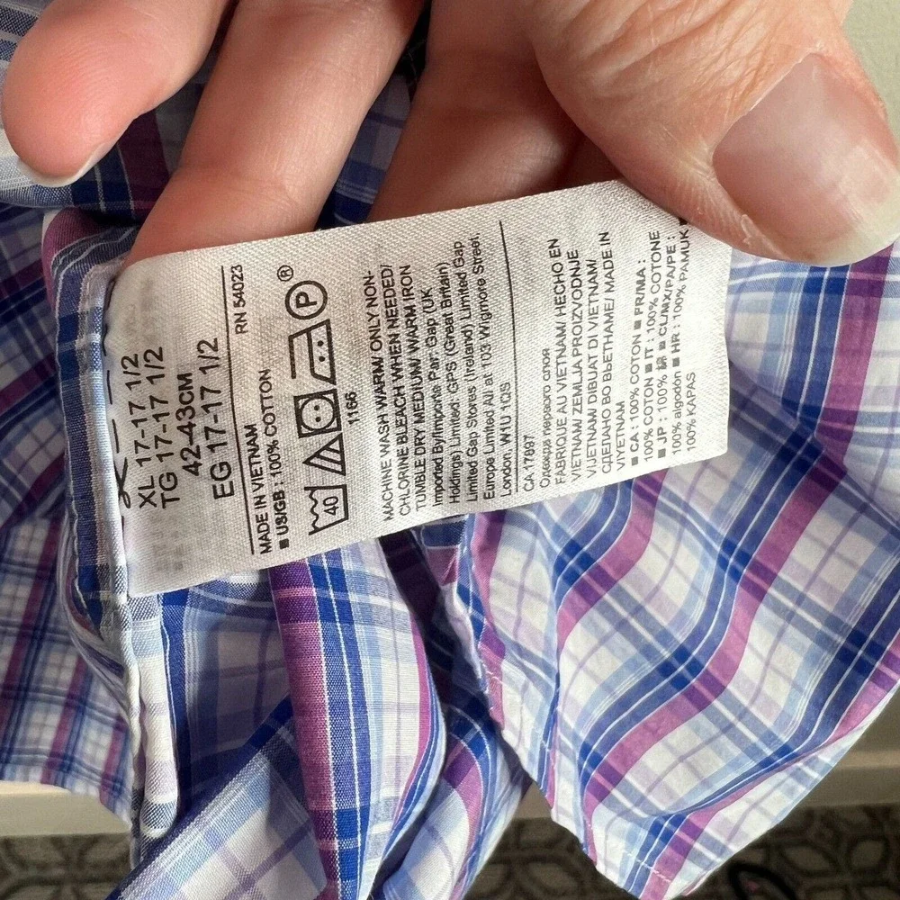 Banana Republic Men's Grant Fit Plaid Button Down‎ Shirts Long Sleeve Size XL